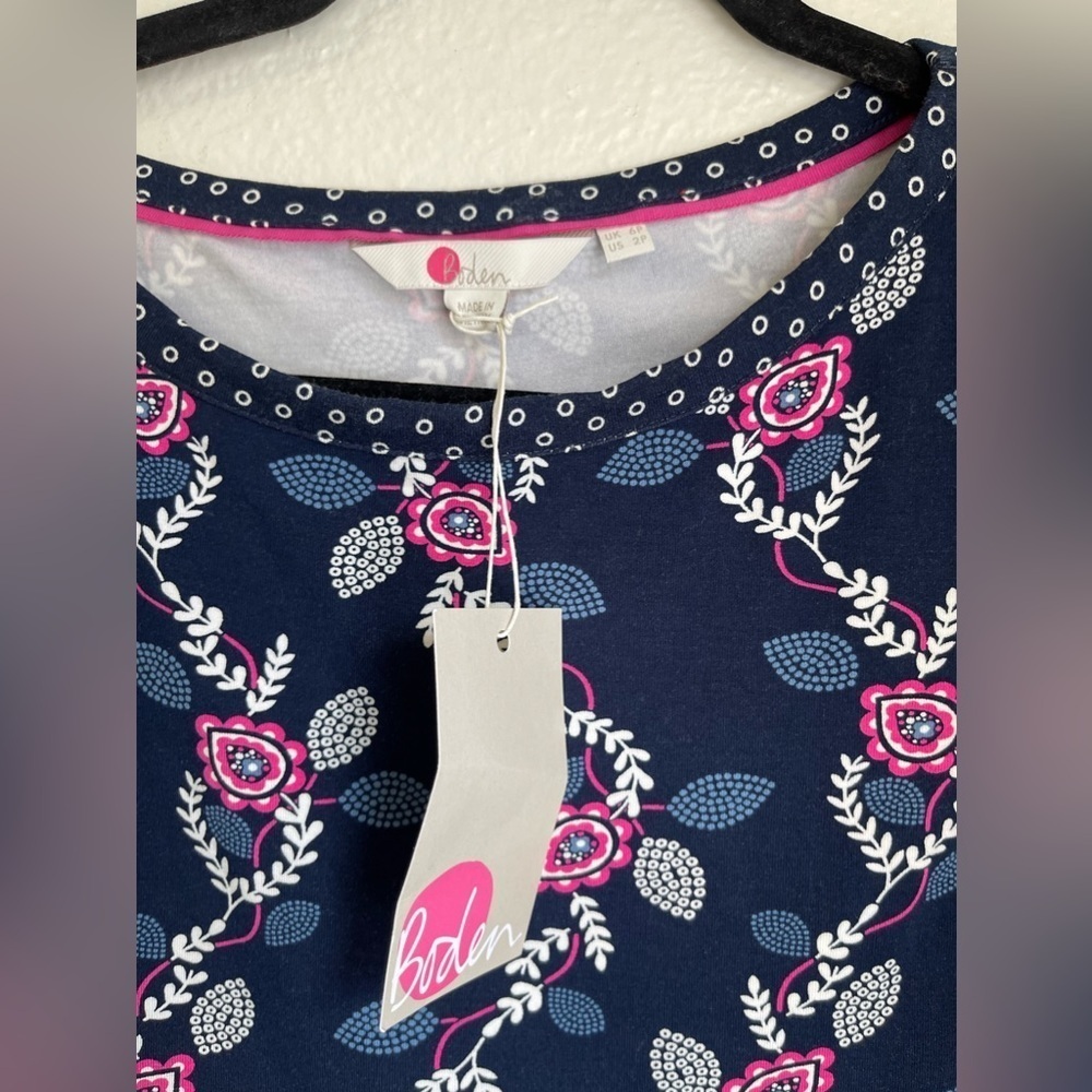 Boden Dress Womens Navy Pink Floral Vine Amy
Jersey 3/4 Sleeve Shift Belt - Picture 5 of 9